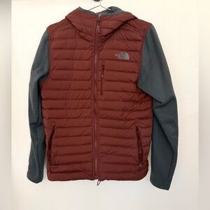 The North Face Men's Red and Gray Puffer Jacket